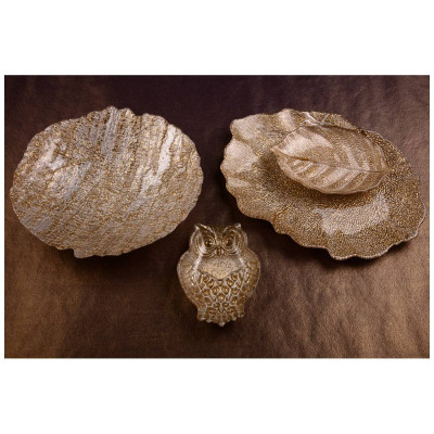 Блюдо "LEAF" gold 21см без упаковки (мал 24шт) АКСАМ 339-072-1