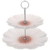 Этажерка 2х-ярусная "БЕЛЫЙ ЦВЕТОК" 21см/28см АКСАМ 339-194