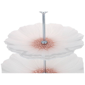 Этажерка 2х-ярусная "БЕЛЫЙ ЦВЕТОК" 21см/28см АКСАМ 339-194-1