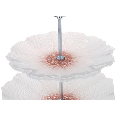 Этажерка 2х-ярусная "БЕЛЫЙ ЦВЕТОК" 21см/28см АКСАМ 339-194-1