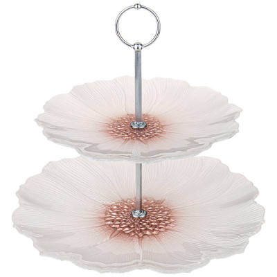 Этажерка 2х-ярусная "БЕЛЫЙ ЦВЕТОК" 21см/28см АКСАМ 339-194