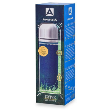 108-1000-BL Термос питьевой 'Арктика' 1.0л (в кожаной оплетке) синий-3
