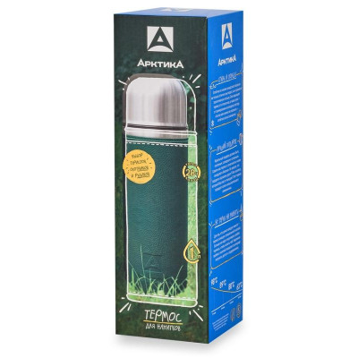 108-1000-GN Термос питьевой 'Арктика' 1.0л (в кожаной оплетке) зеленый-2