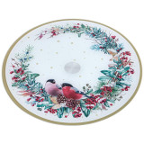 357-258 Тортовница вращающаяся 'Снегири' 32х2.5см