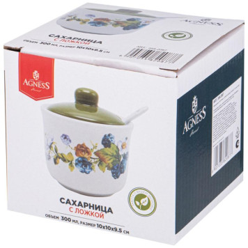 358-2087 Сахарница с ложкой Agness 'Урожай' 10х9см 300мл-1