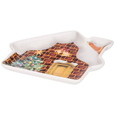 358-2104 Тарелка Agness 'С Новым годом!' домик 23.5х19х2.5см-2