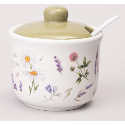 358-2186 Сахарница с ложкой 'FLOWER STORY' 10х9.5см 300мл