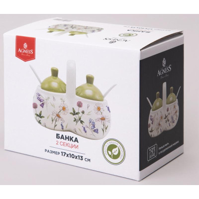 358-2191 Банка 2 секции Аgness 'Flower story' 27х10х13см / 2х240мл-1
