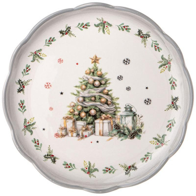 358-2264 Тарелка обеденная Agness “С новым годом!' 24.5х2.5см