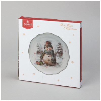 358-2266 Тарелка закусочная Agness 'С новым годом!' 20.3х2см-1