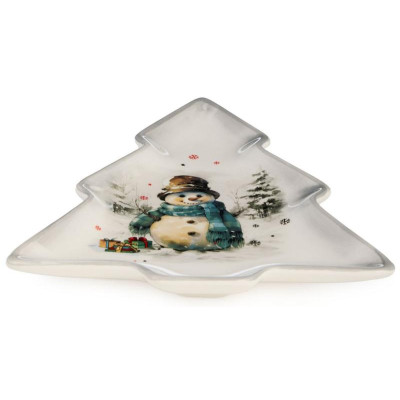 358-2323 Тарелка в форме елки Agness 'С новым годом!' 23х20.2х2.2см-1