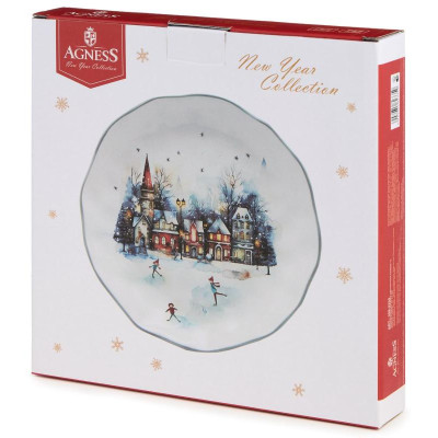 358-2335 Тарелка закусочная Agness 'С новым годом!' 23х3.5см-3