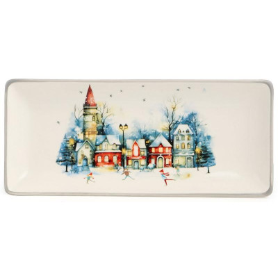 358-2339 Блюдо сервировочное Agness 'С новым годом!' 28х12х3см-1