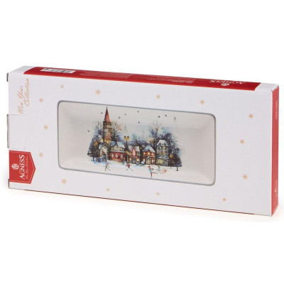 358-2339 Блюдо сервировочное Agness 'С новым годом!' 28х12х3см-3