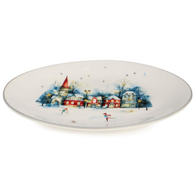 358-2340 Блюдо овальное Agness 'С новым годом!' 31.5х25.5х3см-1