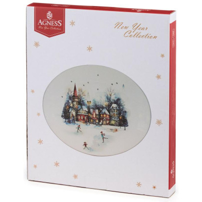 358-2340 Блюдо овальное Agness 'С новым годом!' 31.5х25.5х3см-3