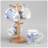 577-217 Набор кружек Lefard 'Novel' на дерев. подставке 4шт 380мл