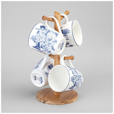 577-217 Набор кружек Lefard 'Novel' на дерев. подставке 4шт 380мл-3