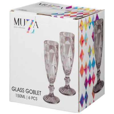 691-020 Набор бокалов для шампанского 'Ромбо' 6шт 150мл серия 'MUZA ION' дымчатый-1