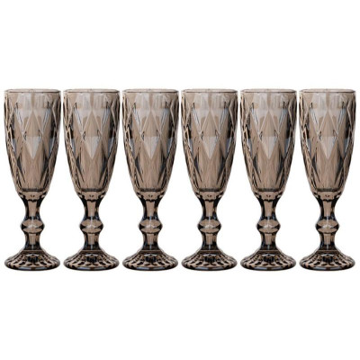 691-020 Набор бокалов для шампанского 'Ромбо' 6шт 150мл серия 'MUZA ION' дымчатый