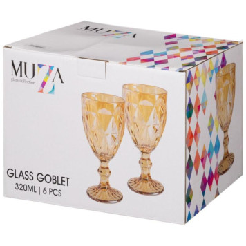 691-023 Набор бокалов для вина 'Ромбо' 6шт 320мл серия 'MUZA ION' медовый-1