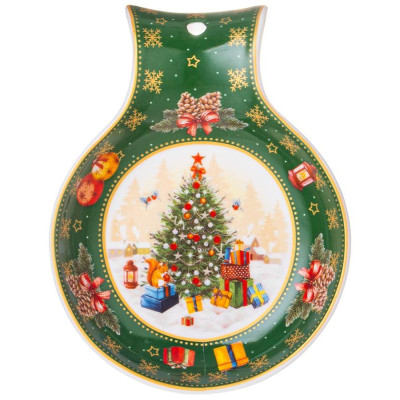 85-1759 Подставка под ложку 'Елка' 15х11.5х2.5см зеленая