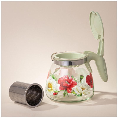 885-109 Чайник заварочный Agness с фильтром 'Маки' 900мл-2