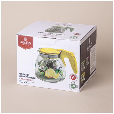 885-113 Чайник заварочный Agness с фильтром 'Сирень' 900мл-1