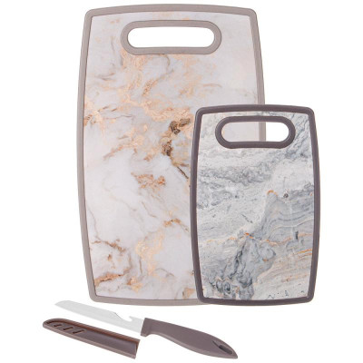 895-197 Набор досок разделочных 3шт (23х37х1.2/ 16х25х1.2 / 21х3х1.5см) с ножом