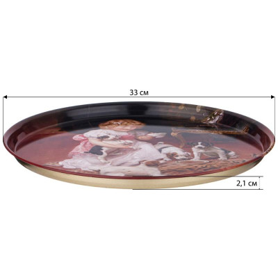 898-205 Поднос сервировочный Agness 'Девочка с собачками' 33х2.1см-1