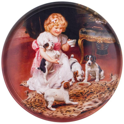 898-205 Поднос сервировочный Agness 'Девочка с собачками' 33х2.1см