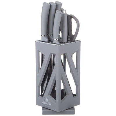 911-761 Набор ножей Agness на пласт.вращающейся подставке 8предм
