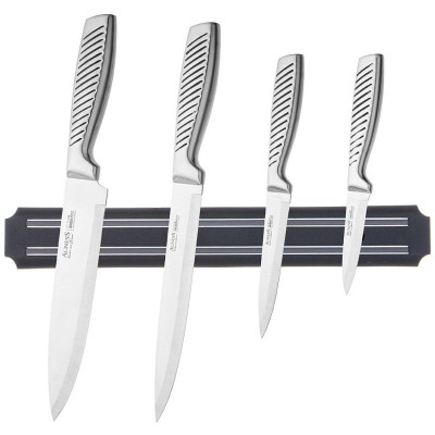 911-767 Набор ножей Agness с магнитным держателем и ручкой из нерж.стали, 5пр