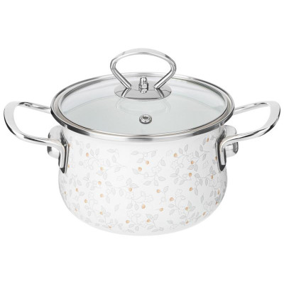 915-145 Кастрюля Agness 1.5л эмалированная со стекл. крышкой серия 'Вивьен'