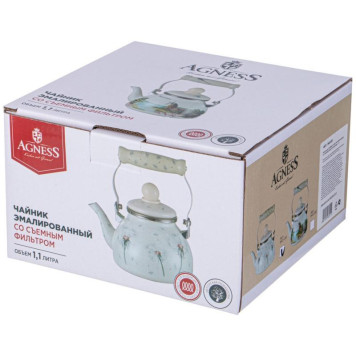 943-051 Чайник Agness эмалированный со съемным фильтром из нерж.стали (1.1л)-1