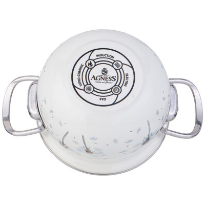 943-055 Кастрюля Agness эмалированная со стеклянной крышкой (1.5л, d16см)-3