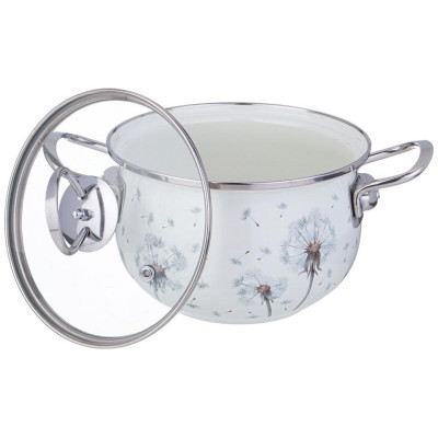 943-056 Кастрюля Agness эмалированная со стеклянной крышкой (2л, d18см)-2