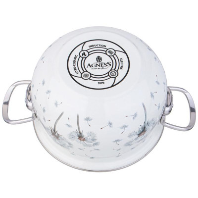 943-056 Кастрюля Agness эмалированная со стеклянной крышкой (2л, d18см)-3