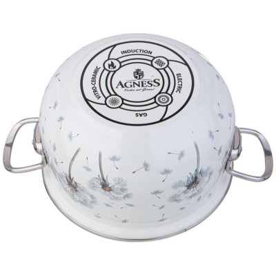 943-058 Кастрюля Agness эмалированная со стеклянной крышкой (3.8л, d22см)-3