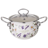 943-095 Кастрюля Agness (1.5л) эмалированная со стеклянной крышкой серия 'Flower story'