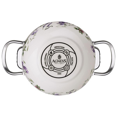 943-096 Кастрюля Agness (2.0л) эмалированная со стеклянной крышкой серия 'Flower story'-4