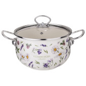 943-097 Кастрюля Agness (2.8л) эмалированная со стеклянной крышкой серия 'Flower story'
