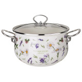 943-098 Кастрюля Agness (3.8л) эмалированная со стеклянной крышкой серия 'Flower story'