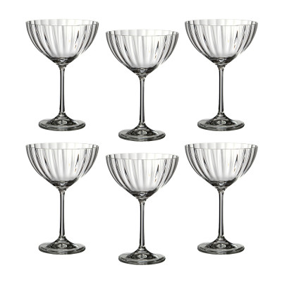 Набор бокалов для шампанского/коктейля из 6 шт. " WATERFALL" 340 мл высота=18 см (кор=8набор.) BOHEMIA CRYSTAL 674-230