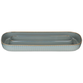 Менажница овальная 2 секции "SOUL KITCHEN" 30*11,5*3,5 см синяя (кор=32шт.) BRONCO 189-365-1