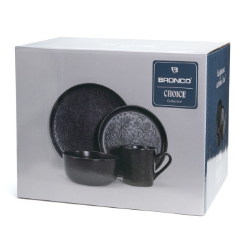 Набор посуды обеденный "CHOICE BLACK" на 4 пер. 16 пр. BRONCO 191-364-2