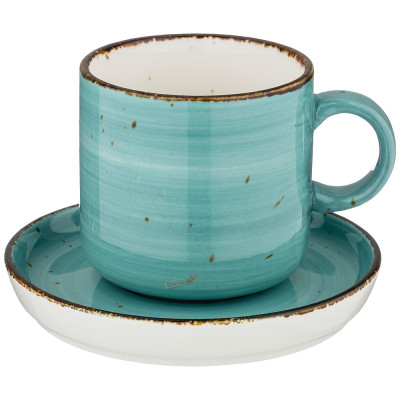 Чайная пара "NATURE" 300 мл, бирюзовый (мал=2/кор=24наб.) BRONCO 263-1031