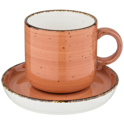 Чайная пара "NATURE" 300 мл, оранжевый (мал=2/кор=24наб.) BRONCO 263-1032