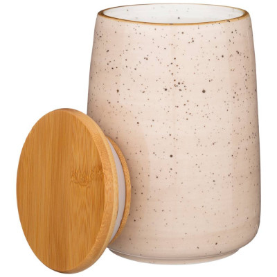 Банка с деревянной крышкой "NATURE" 17*12 см 1240 мл кремовая (кор=16шт.) BRONCO 263-1103-1