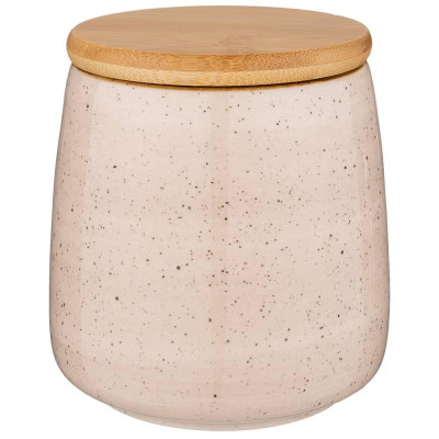 Банка с деревянной крышкой "NATURE" 13*12 см 900 мл кремовая (кор=24шт.) BRONCO 263-1104